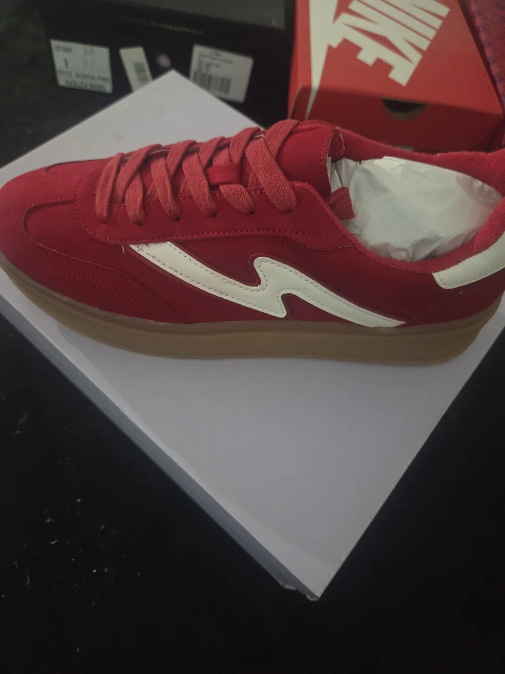 Madden Girl Red Platform Sneakers with White Accent